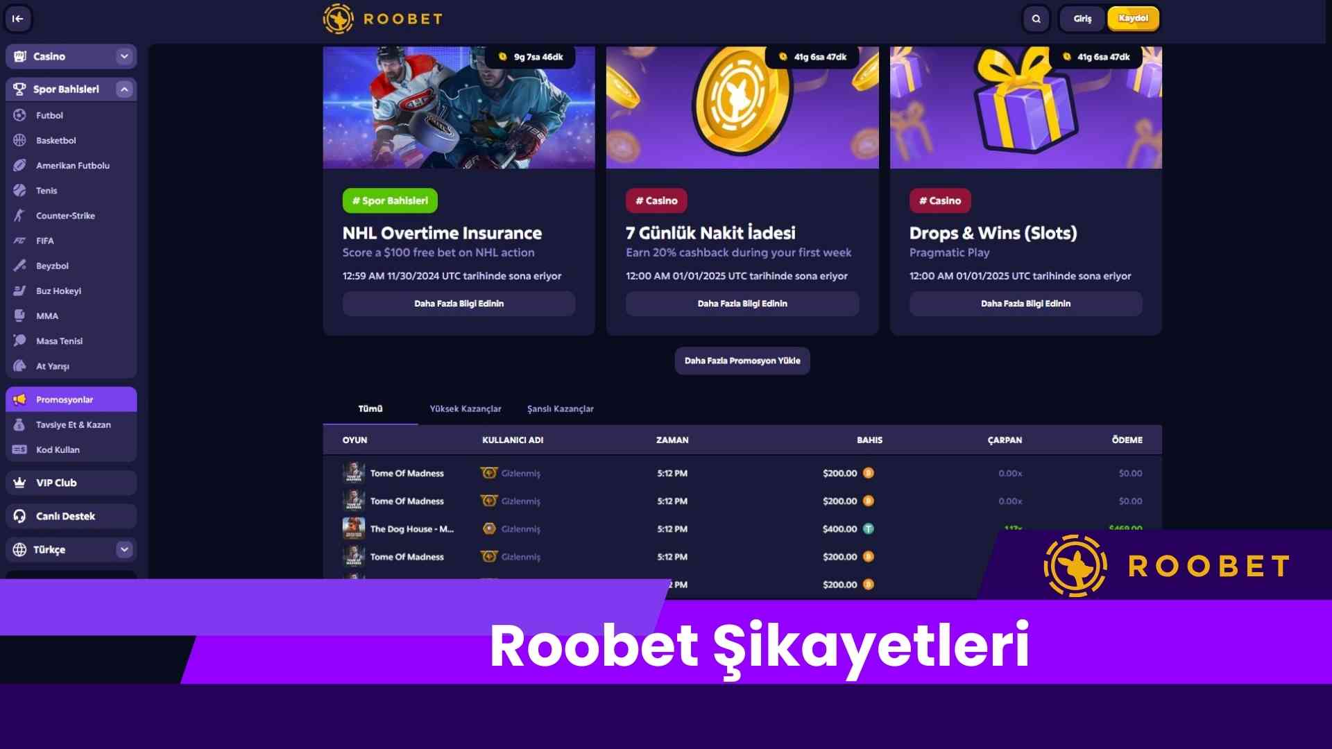 Roobet Şikayetleri