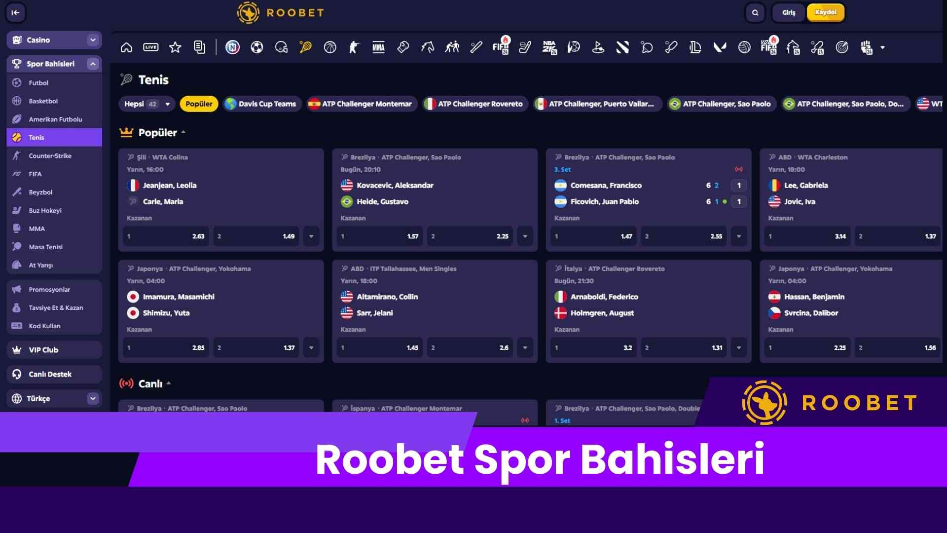 Roobet Spor Bahisleri
